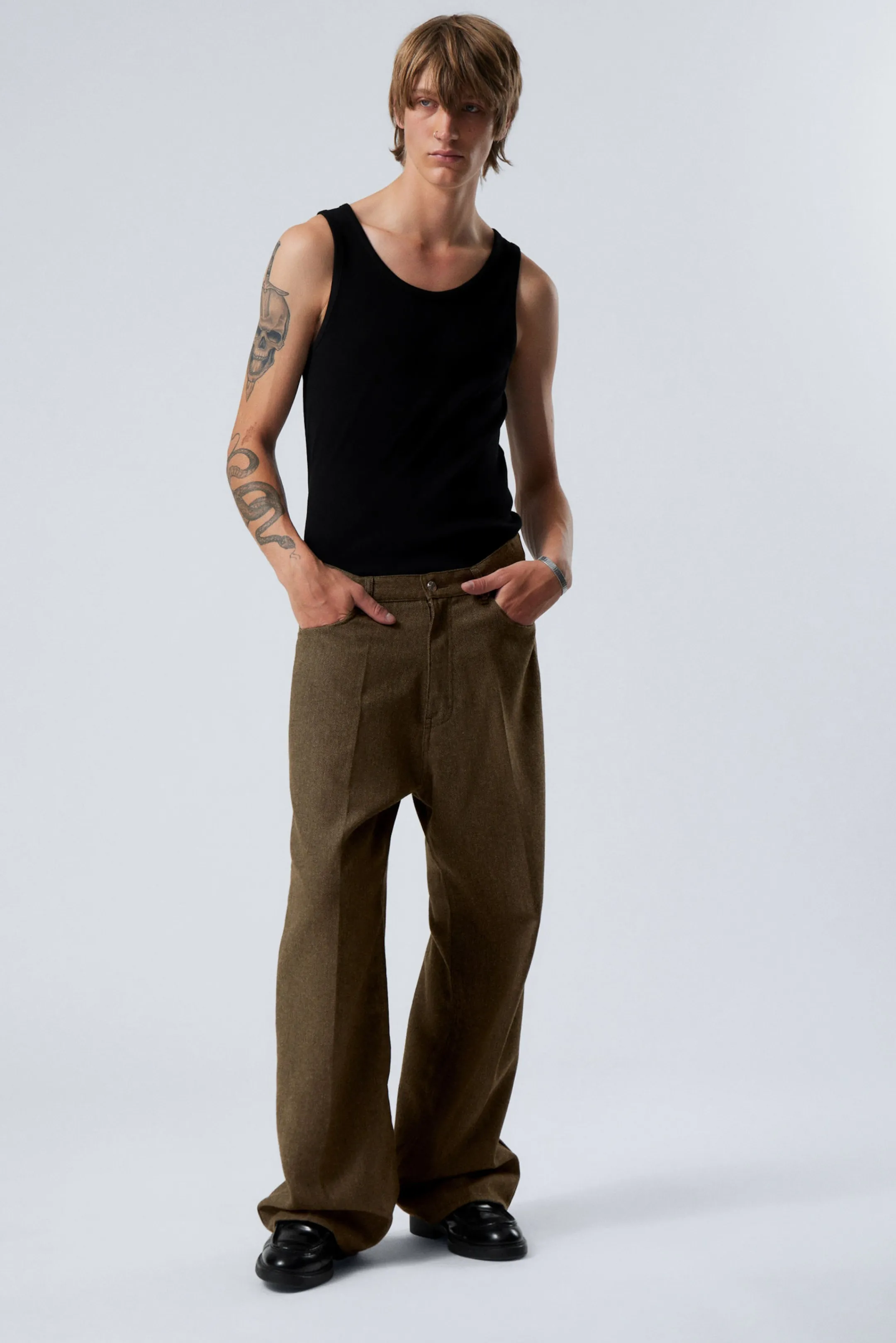 Weekday ASTRO LOOSE BAGGY HERRINGBONE TROUSERS> Trousers