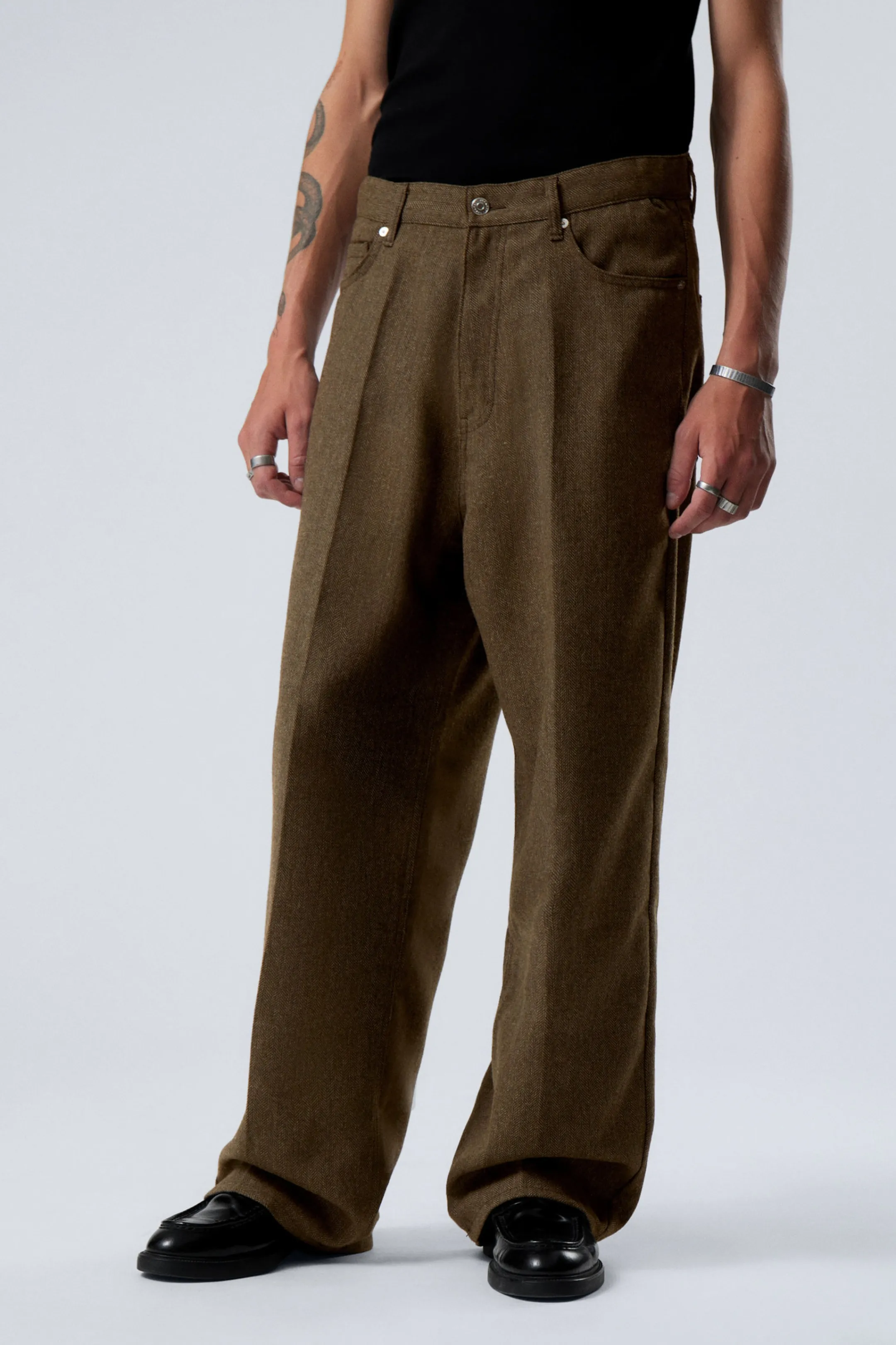 Weekday ASTRO LOOSE BAGGY HERRINGBONE TROUSERS> Trousers