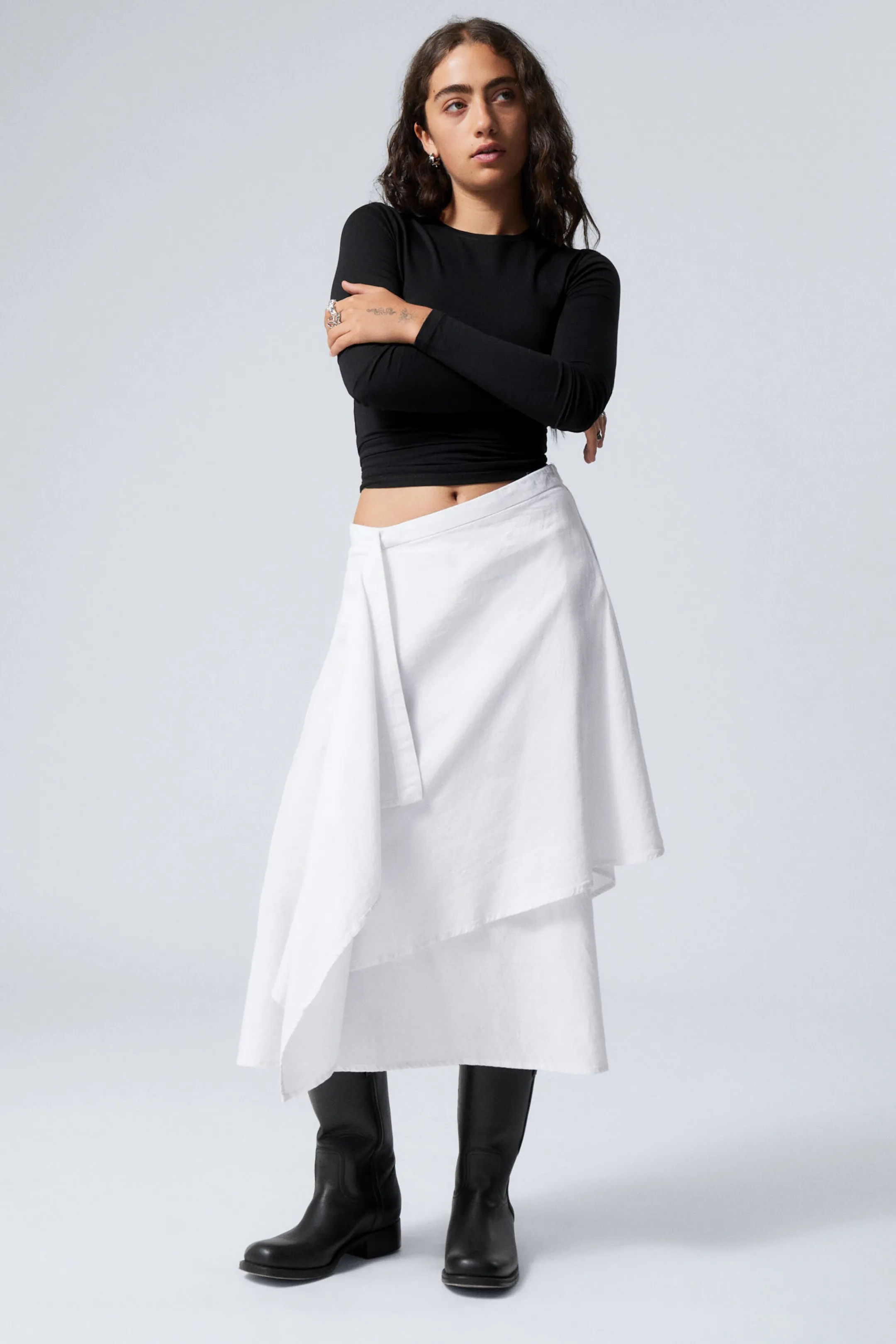 Weekday ASYMMETRIC LINEN BLEND WRAP SKIRT>Women Skirts