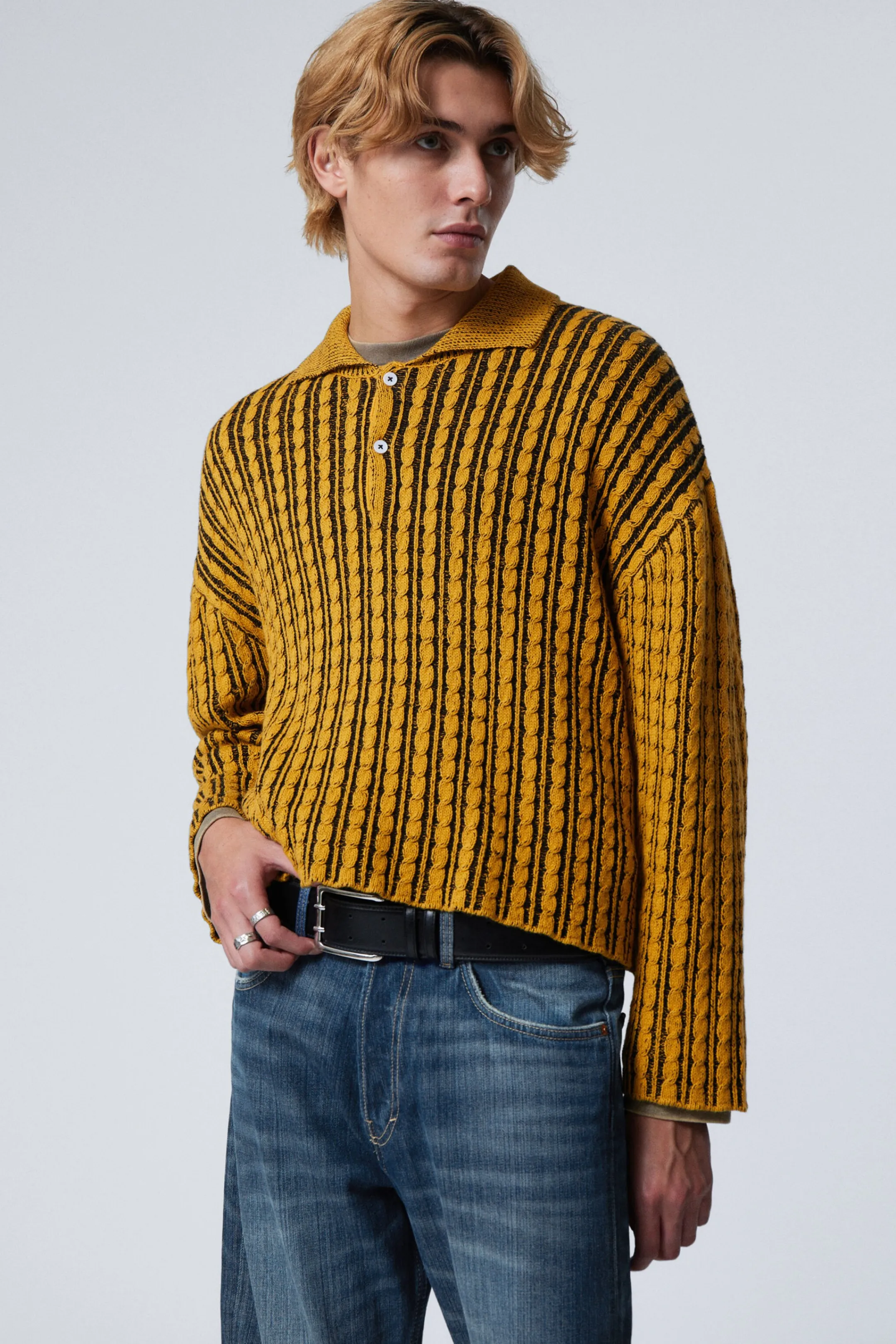 Weekday BOXY CABLE-KNIT POLO SWEATER> Knitwear