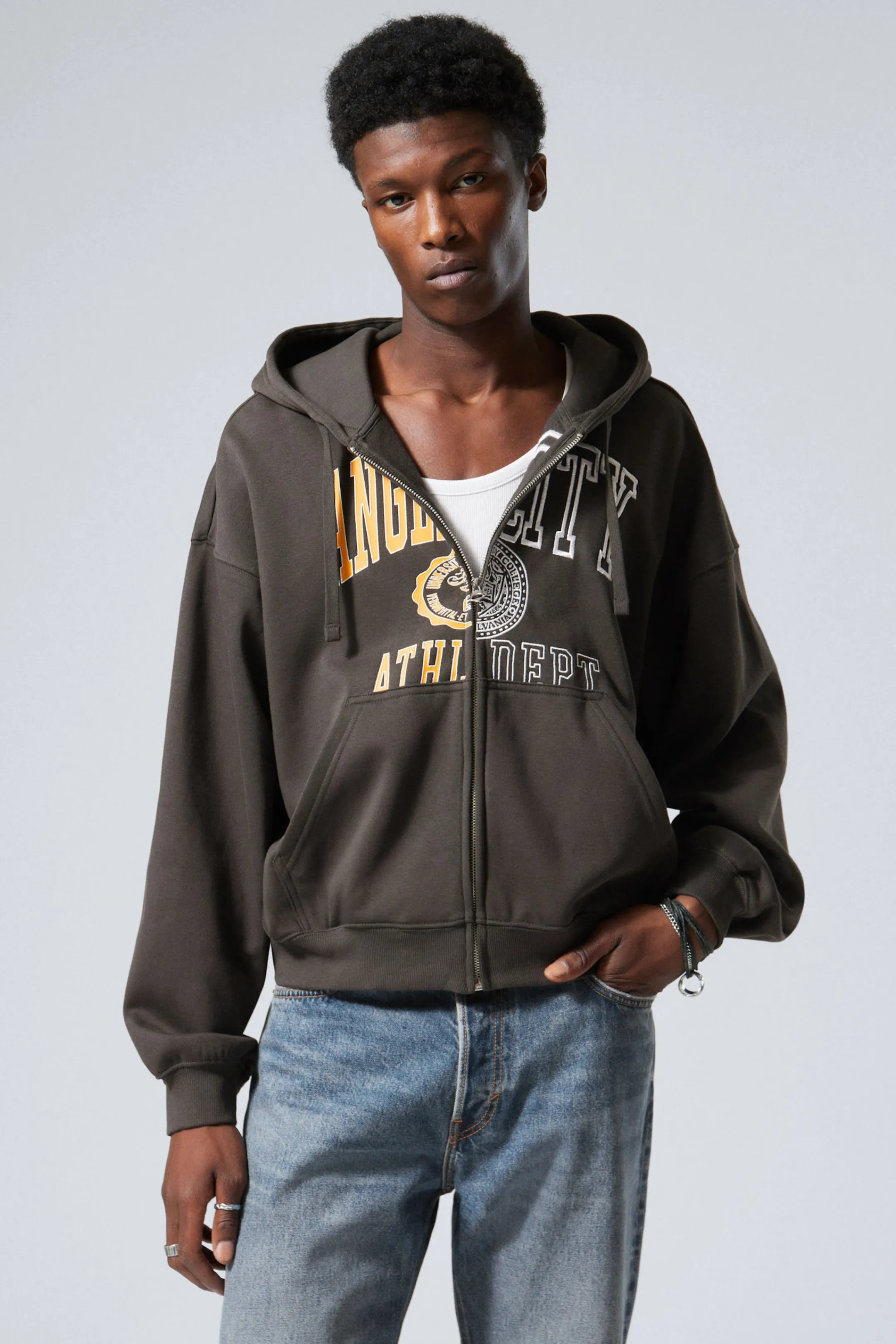 Weekday BOXY GRAPHIC ZIP HOODIE> Graphics | Sweatshirts