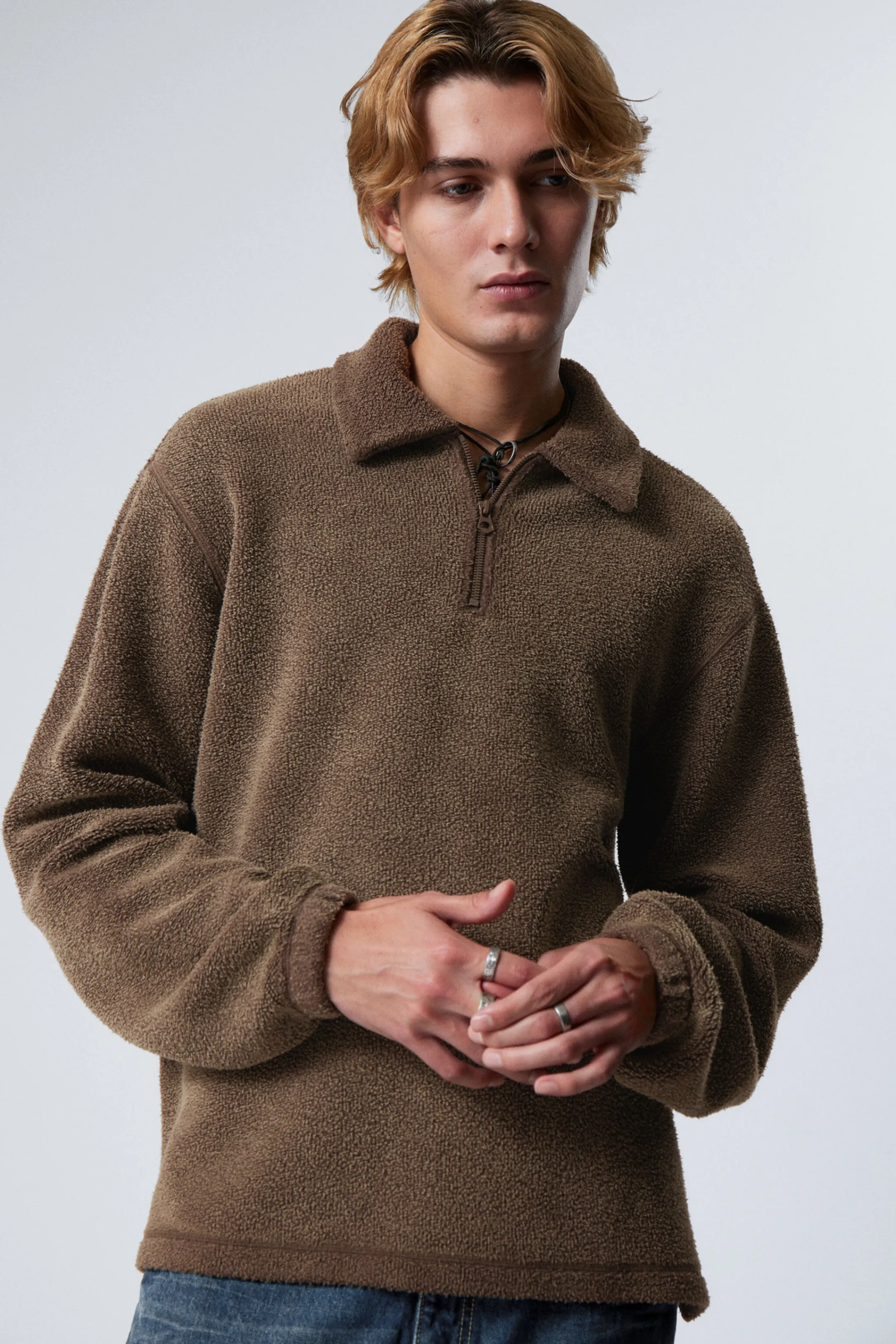 Weekday BOXY HALF-ZIP FLEECE SWEATSHIRT> Sweatshirts