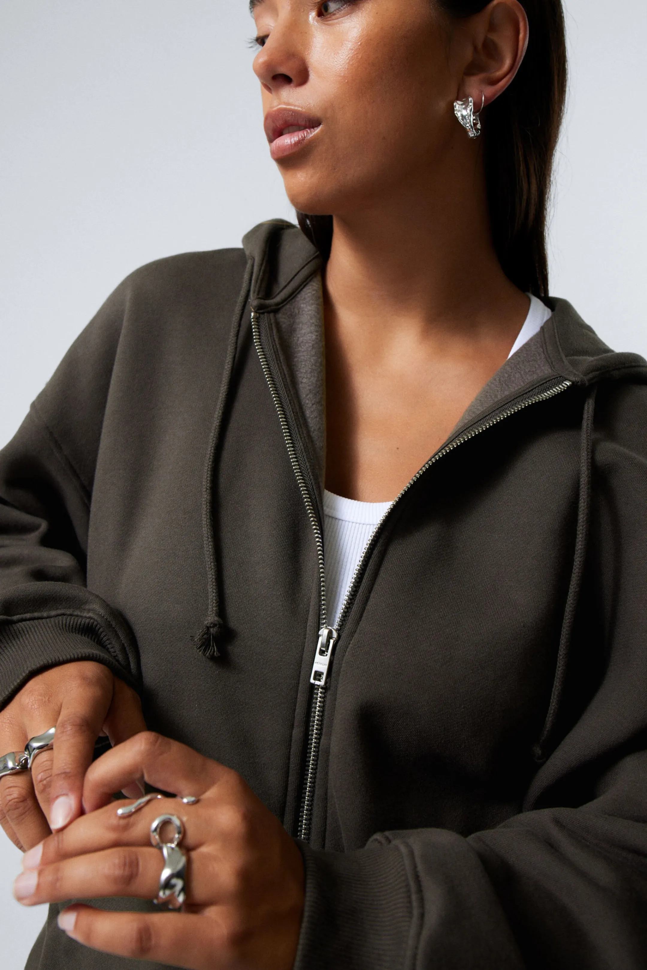 Weekday BOXY HEAVY ZIP HOODIE>Women Hoodies | Basics