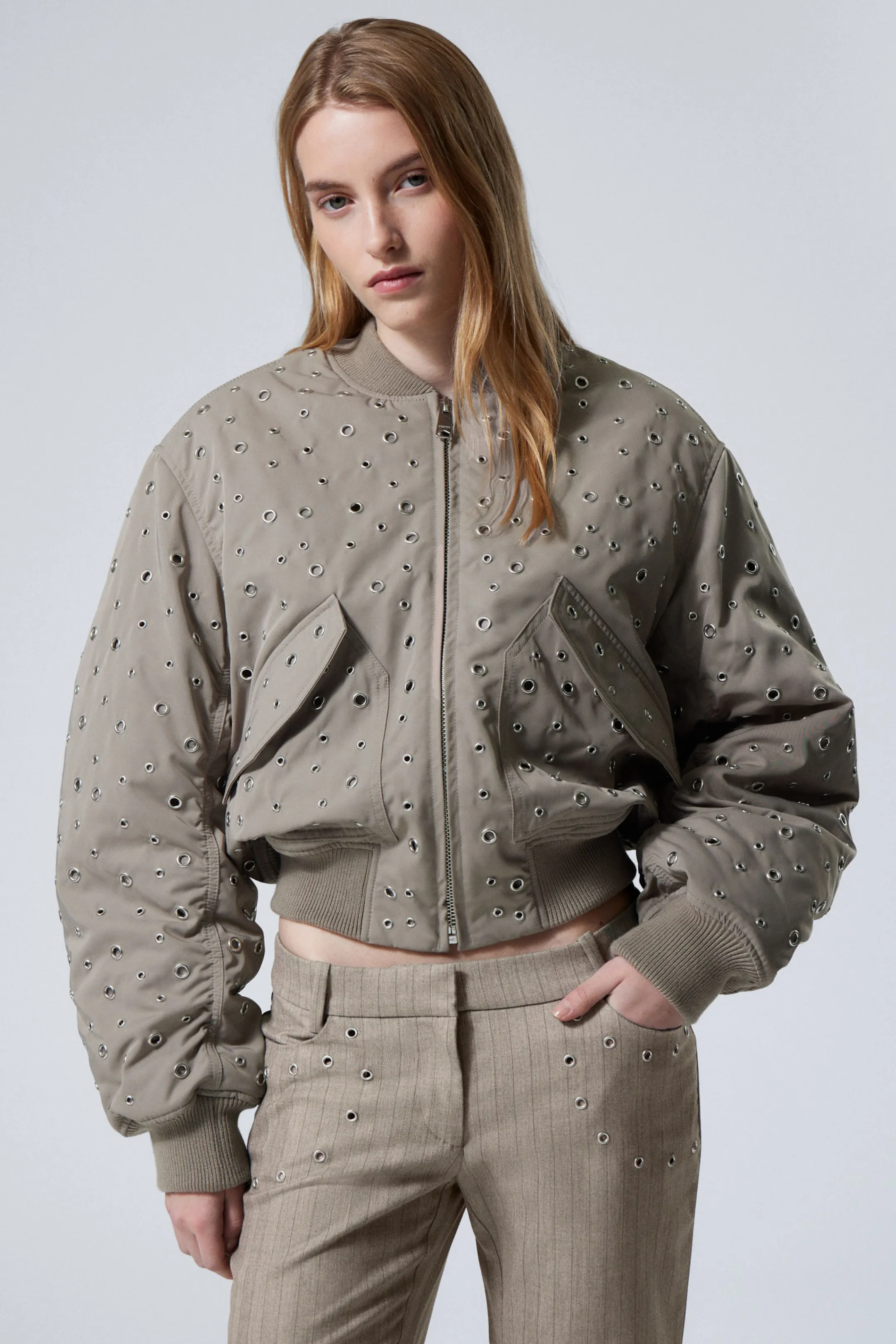 Weekday CROPPED EYELET BOMBER JACKET>Women Jackets & Coats