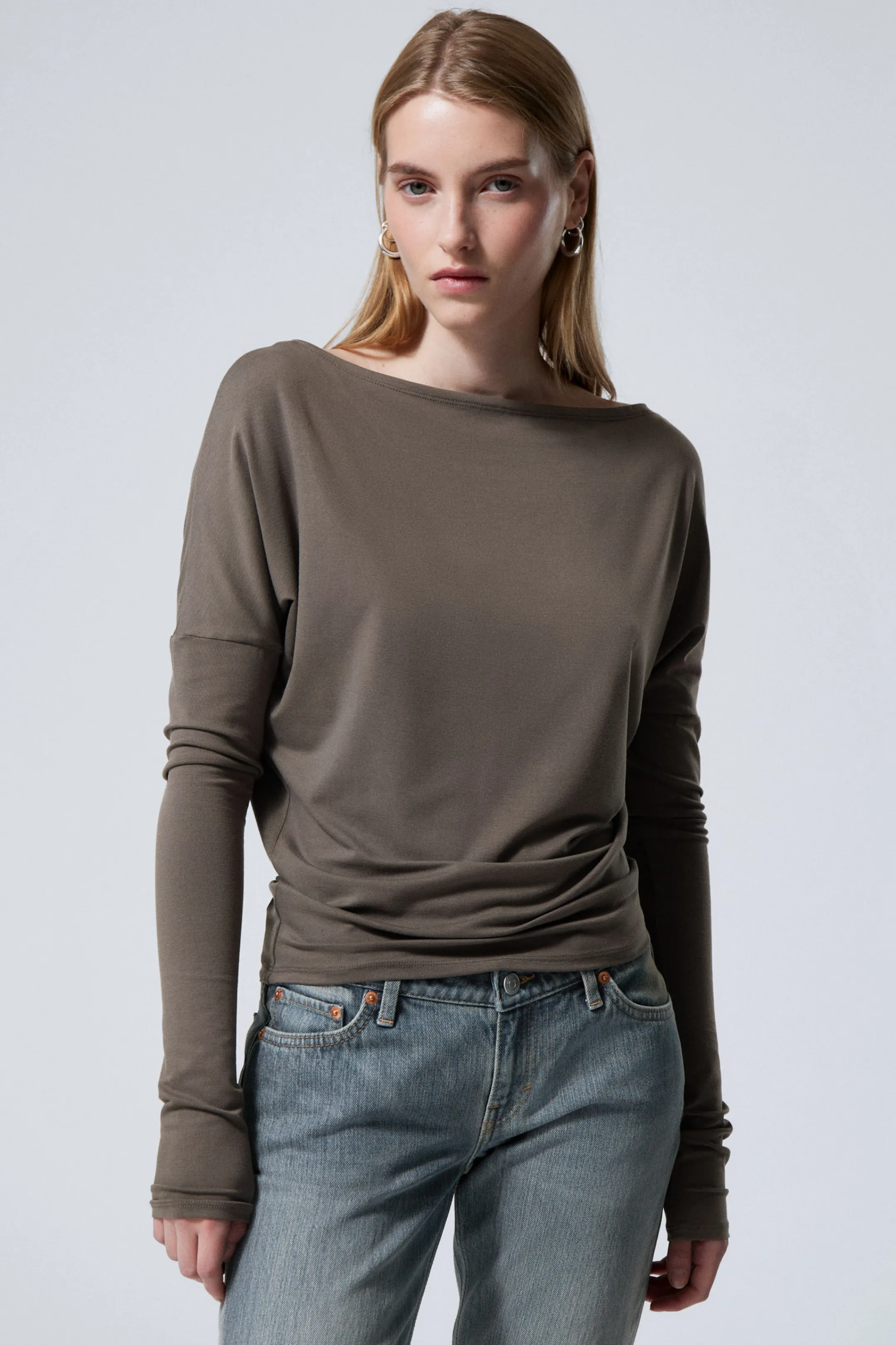 Weekday DRAPED LONG-SLEEVED LYOCELL TOP>Women Tops