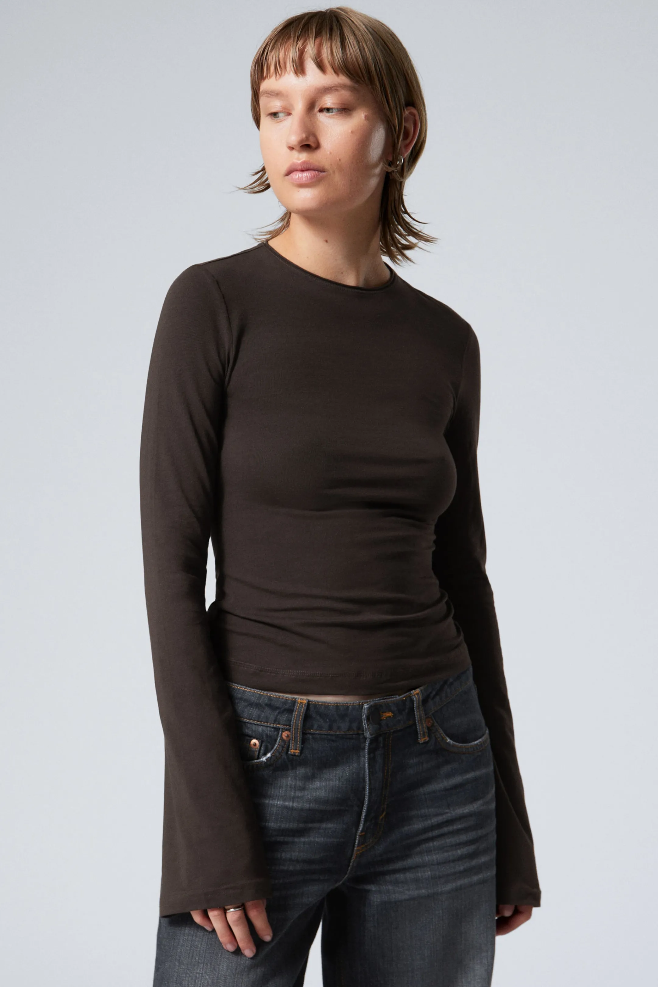 Weekday LONG SLEEVE COTTON TOP>Women Basics | Tops