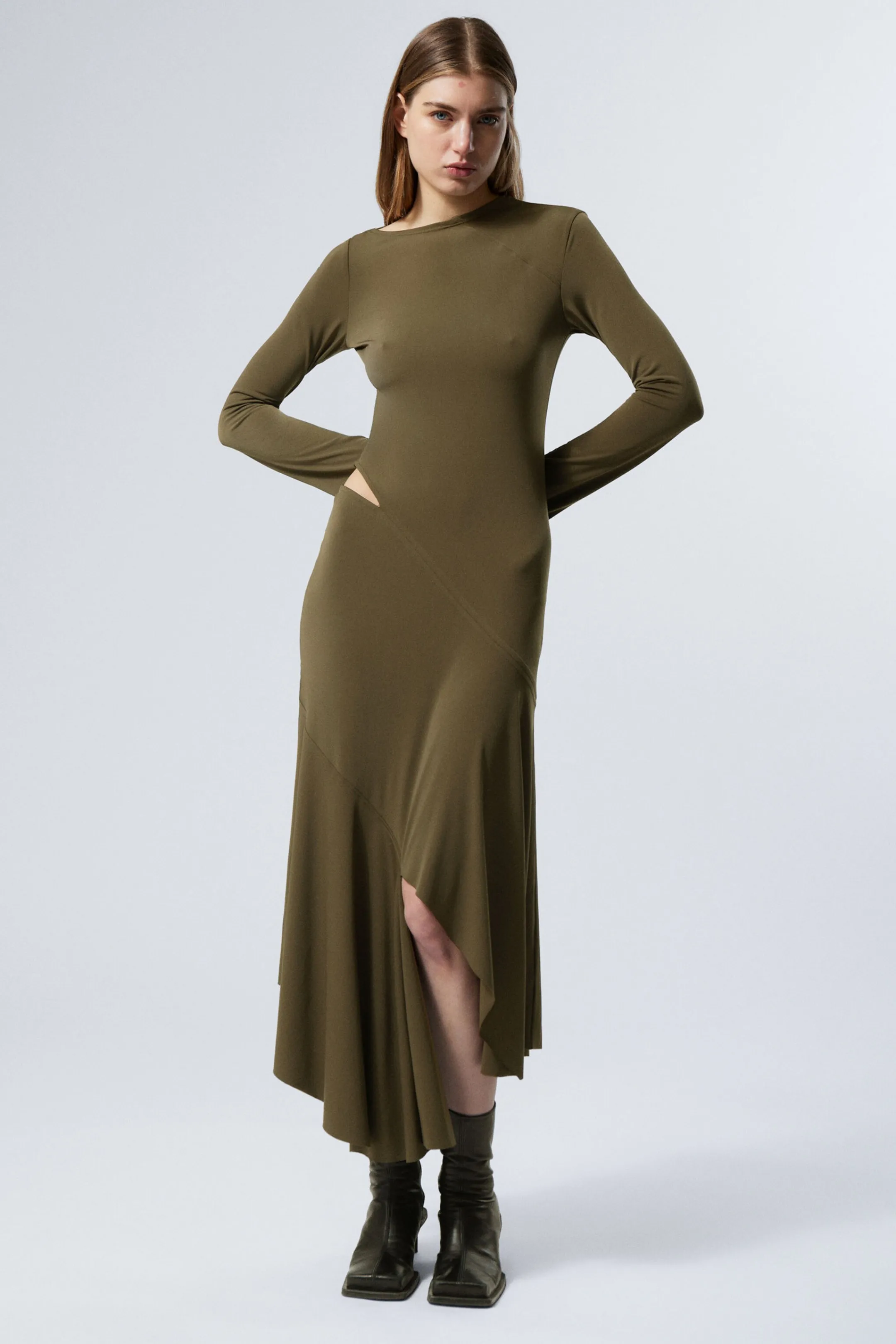 Weekday LONG-SLEEVED ASYMMETRIC DRAPED DRESS>Women Dresses