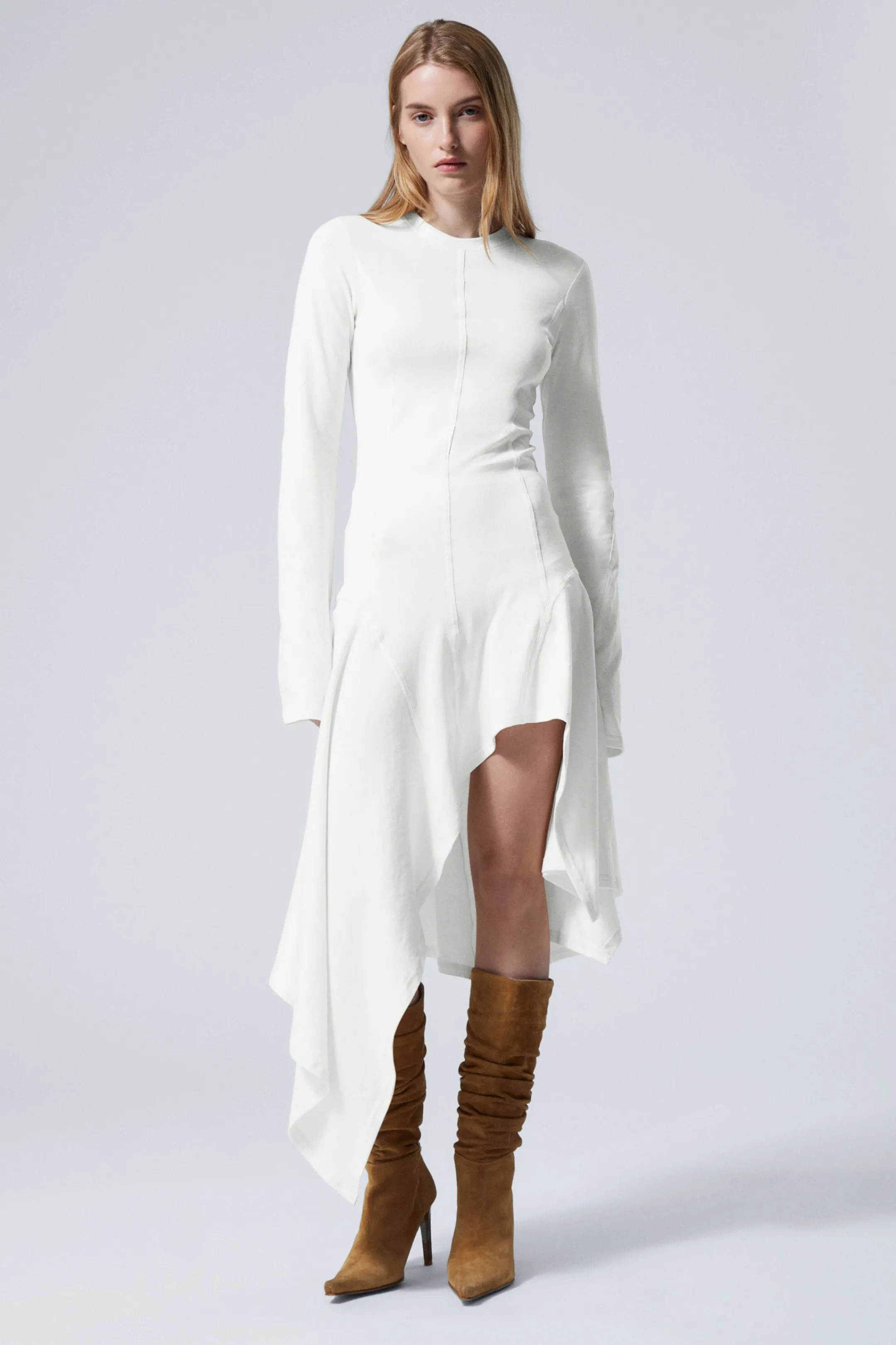 Weekday LONG-SLEEVED ASYMMETRIC MIDI DRESS>Women Dresses