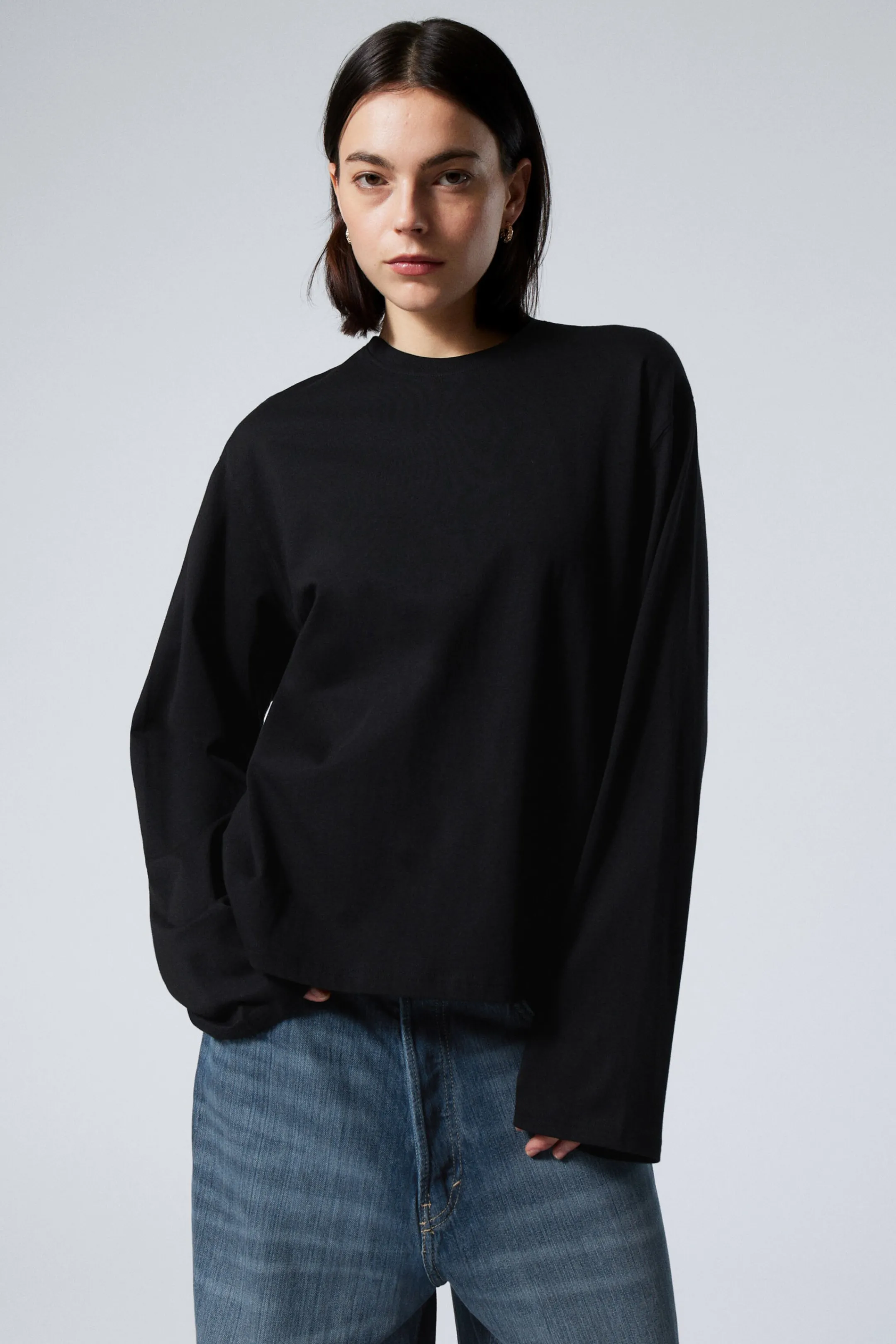 Weekday LONG-SLEEVED BOXY COTTON T-SHIRT>Women Basics | Tops