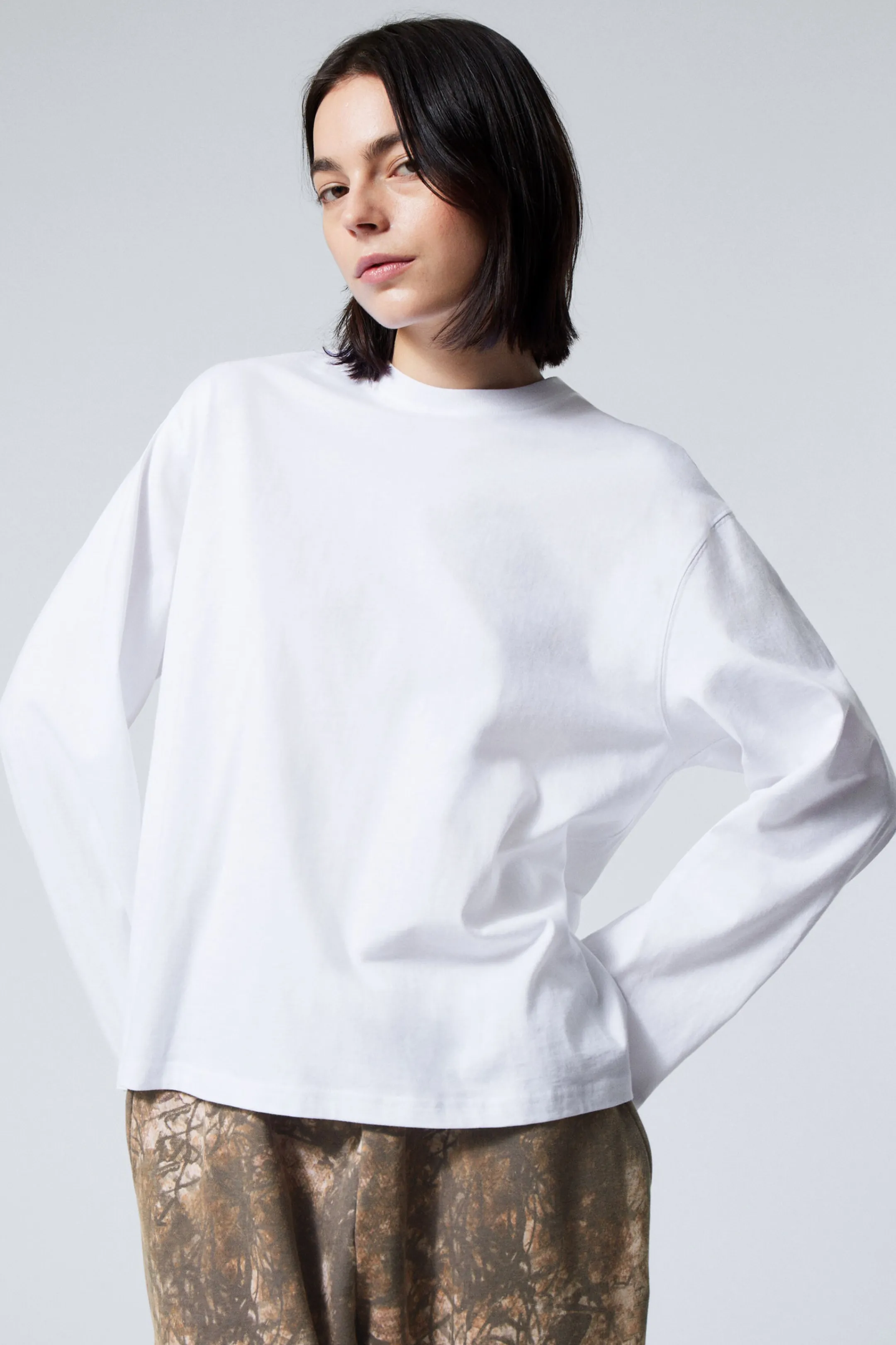 Weekday LONG-SLEEVED BOXY COTTON T-SHIRT>Women Basics | Tops