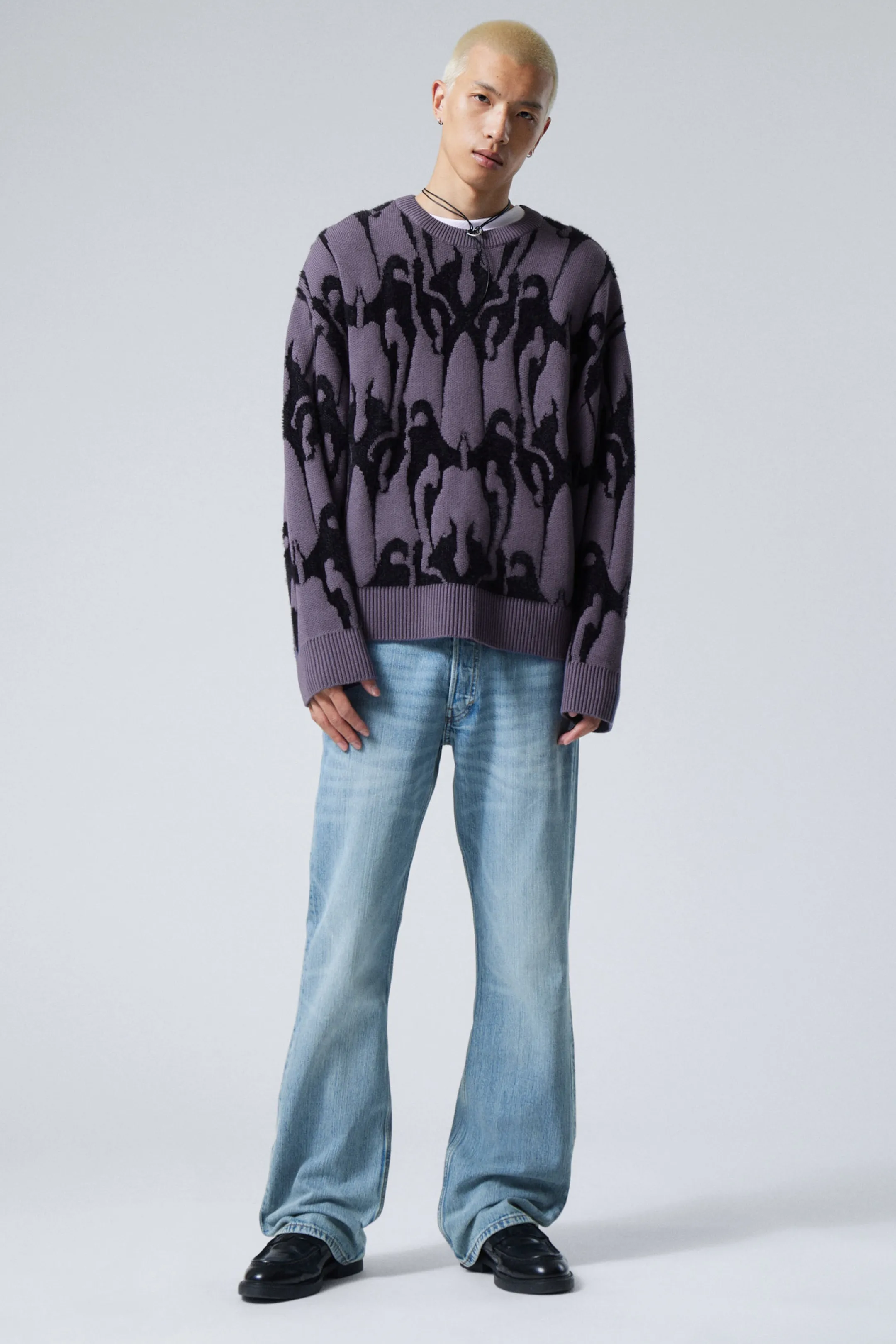 Weekday OVERSIZED HAIRY GRAPHIC KNITTED SWEATER> Knitwear