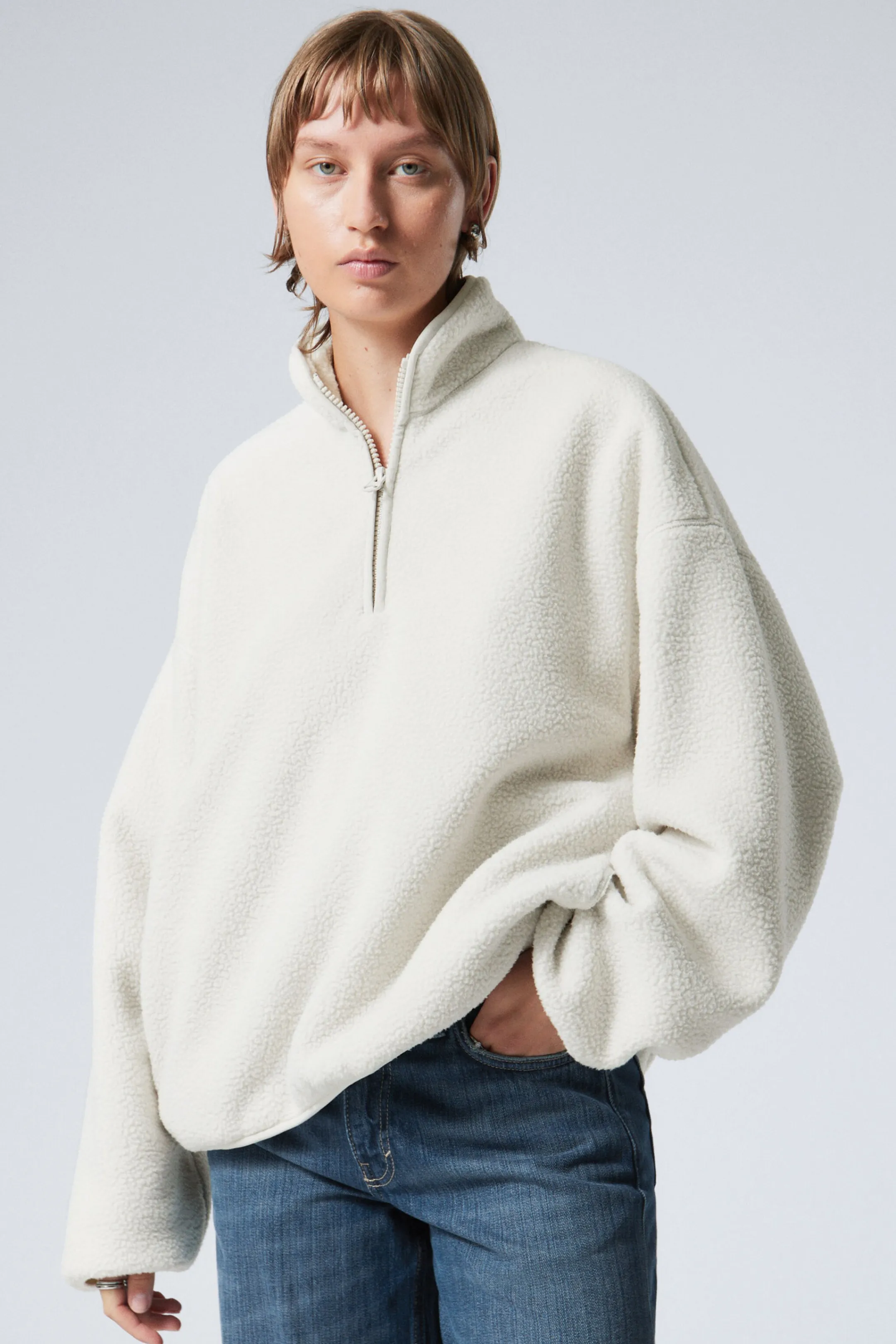 Weekday OVERSIZED HALF-ZIP FLEECE SWEATSHIRT>Women Sweatshirts