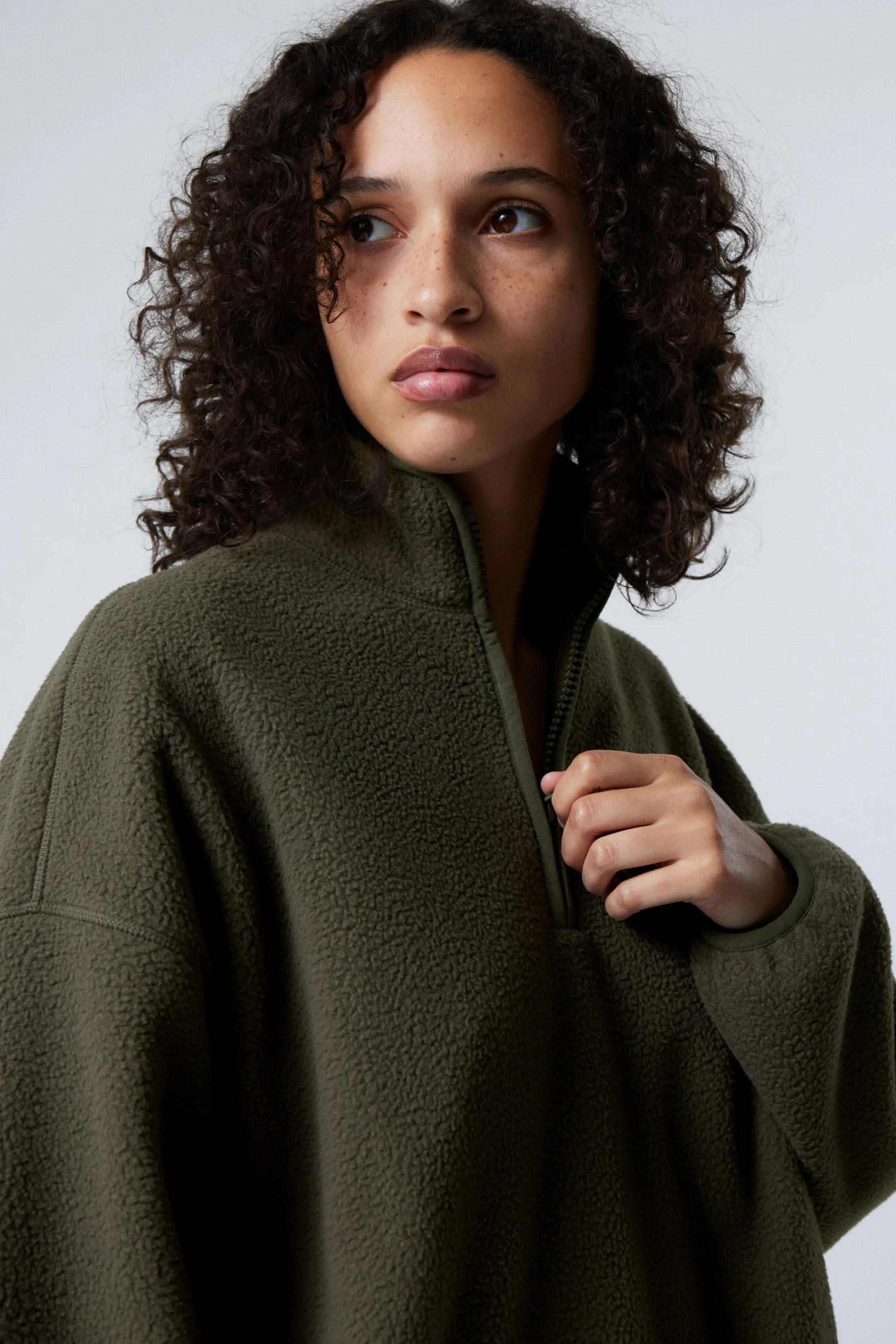 Weekday OVERSIZED HALF-ZIP FLEECE SWEATSHIRT>Women Sweatshirts