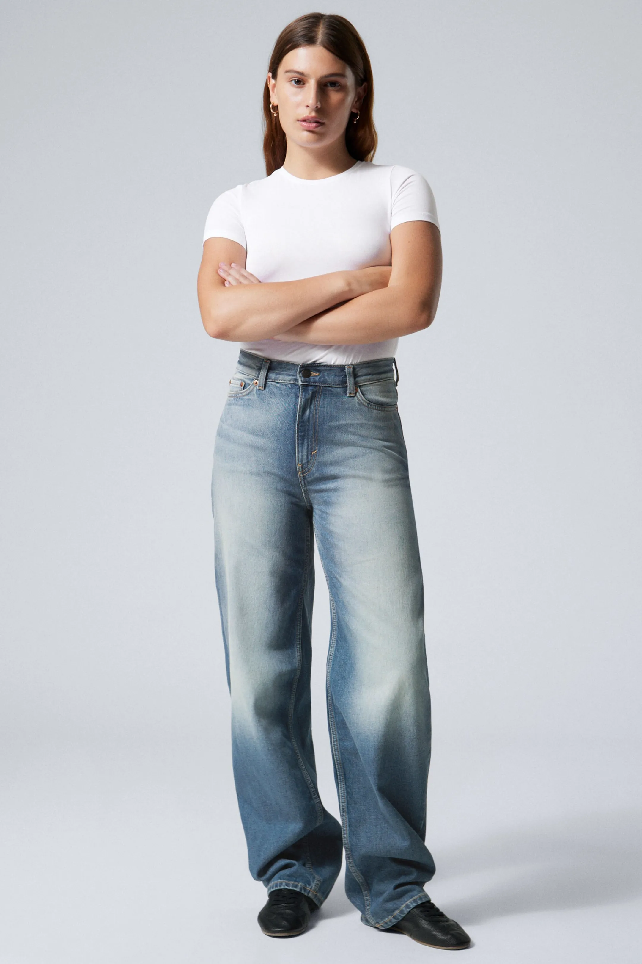 Weekday RAIL MID RISE LOOSE WIDE LEG JEANS>Women Jeans