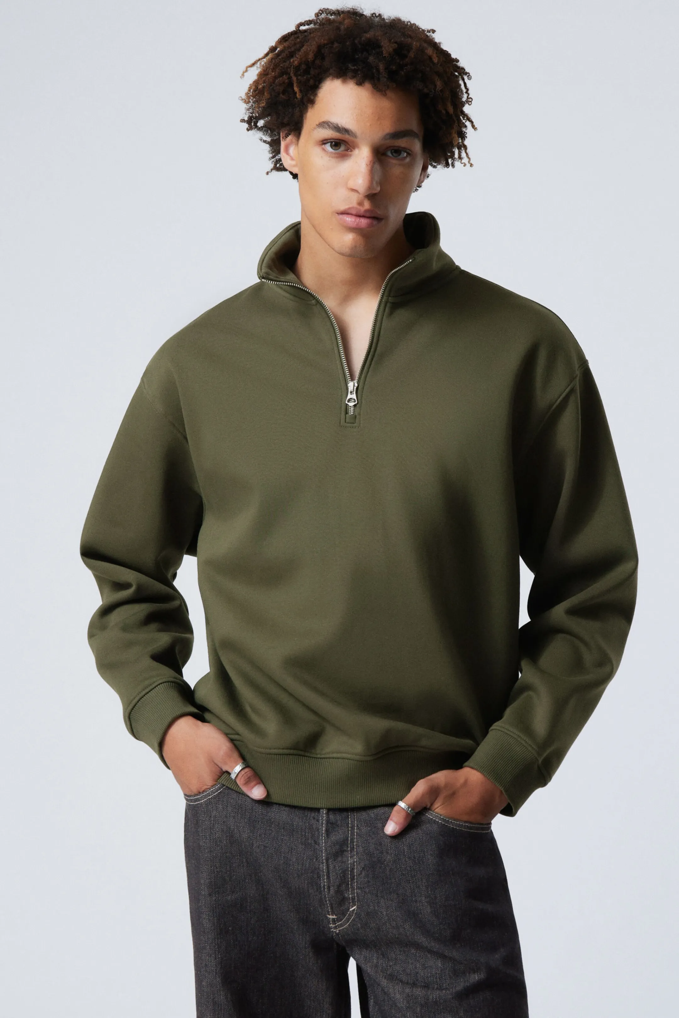 Weekday RELAXED HEAVY HALF ZIP SWEATER> Sweatshirts | Basics