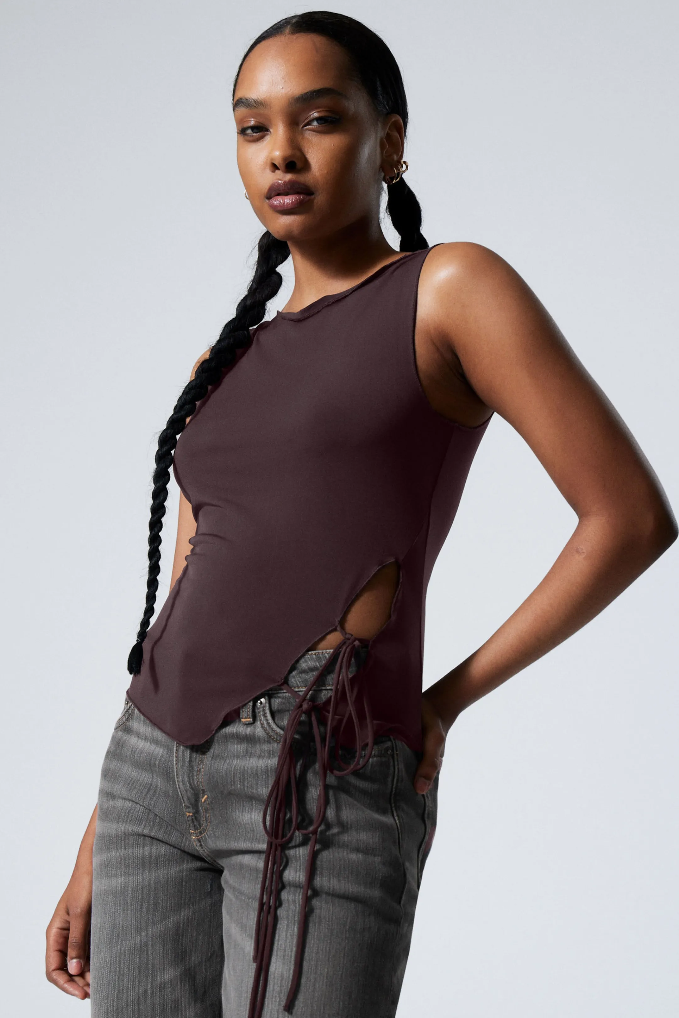 Weekday SIDE TIE SLEEVELESS TOP>Women Tops