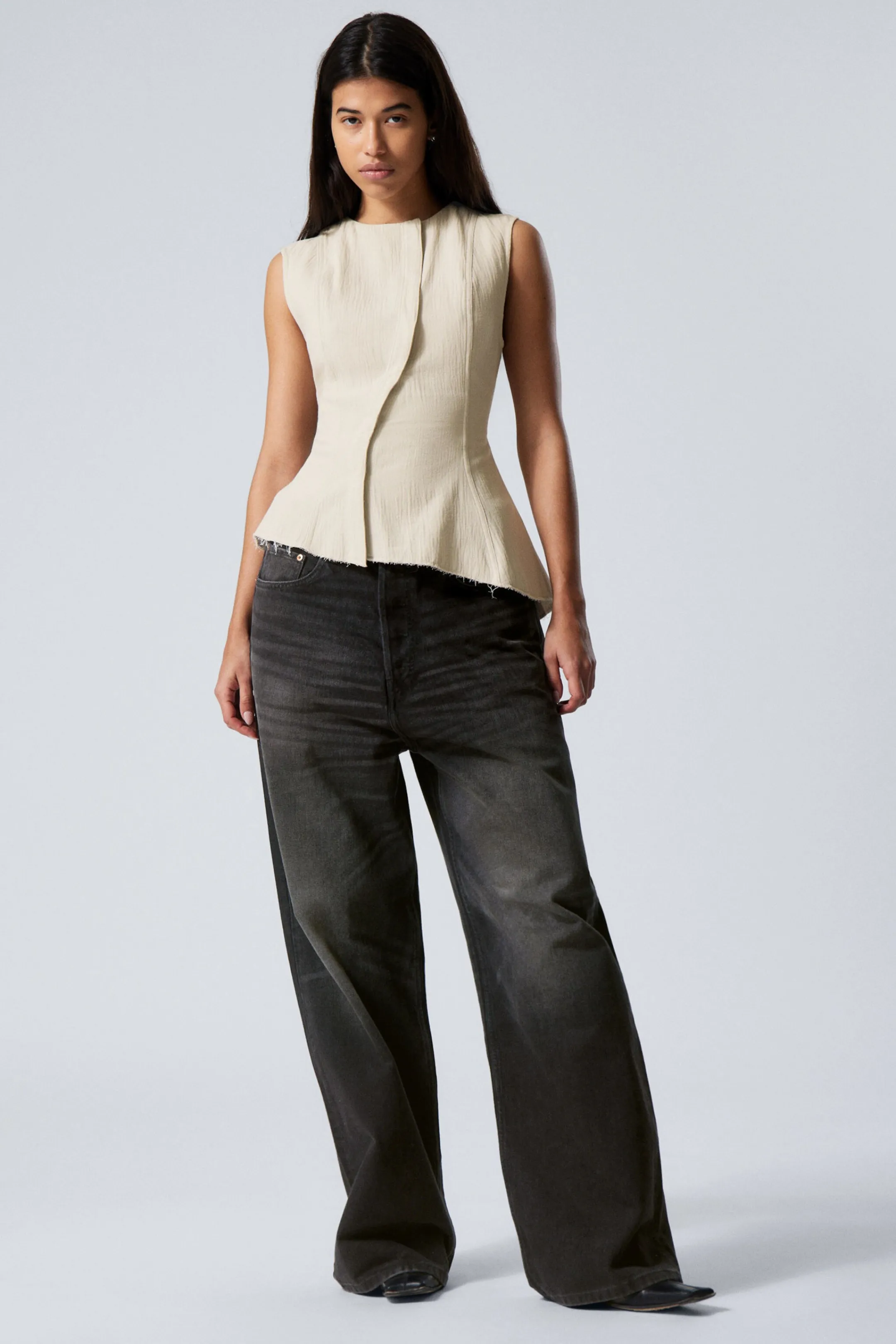 Weekday SLEEVELESS ASYMMETRIC PEPLUM TOP>Women Tops