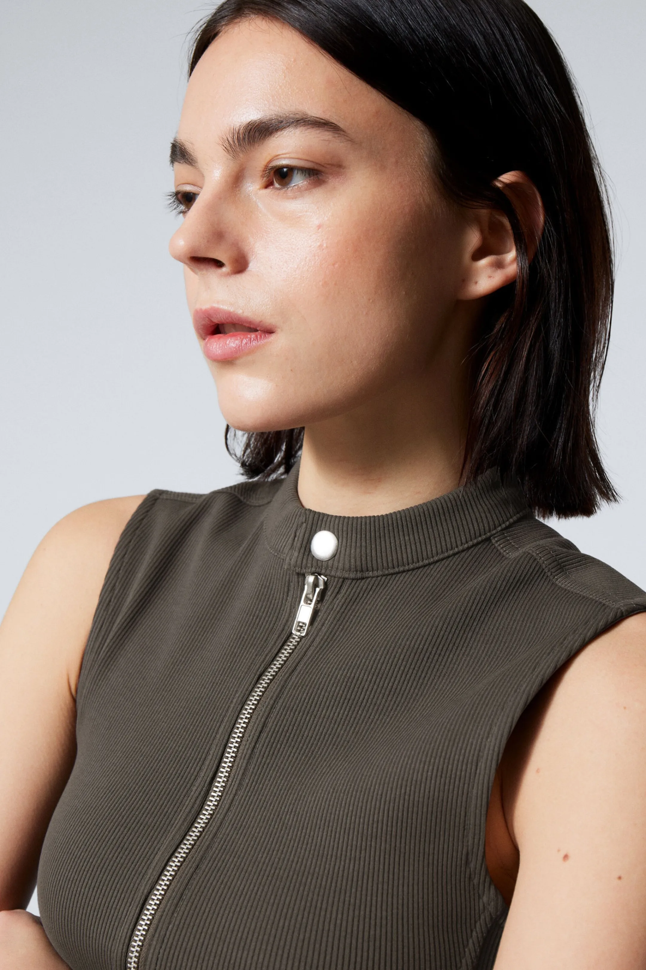 Weekday SLEEVELESS RIBBED ZIP-TOP>Women Tops