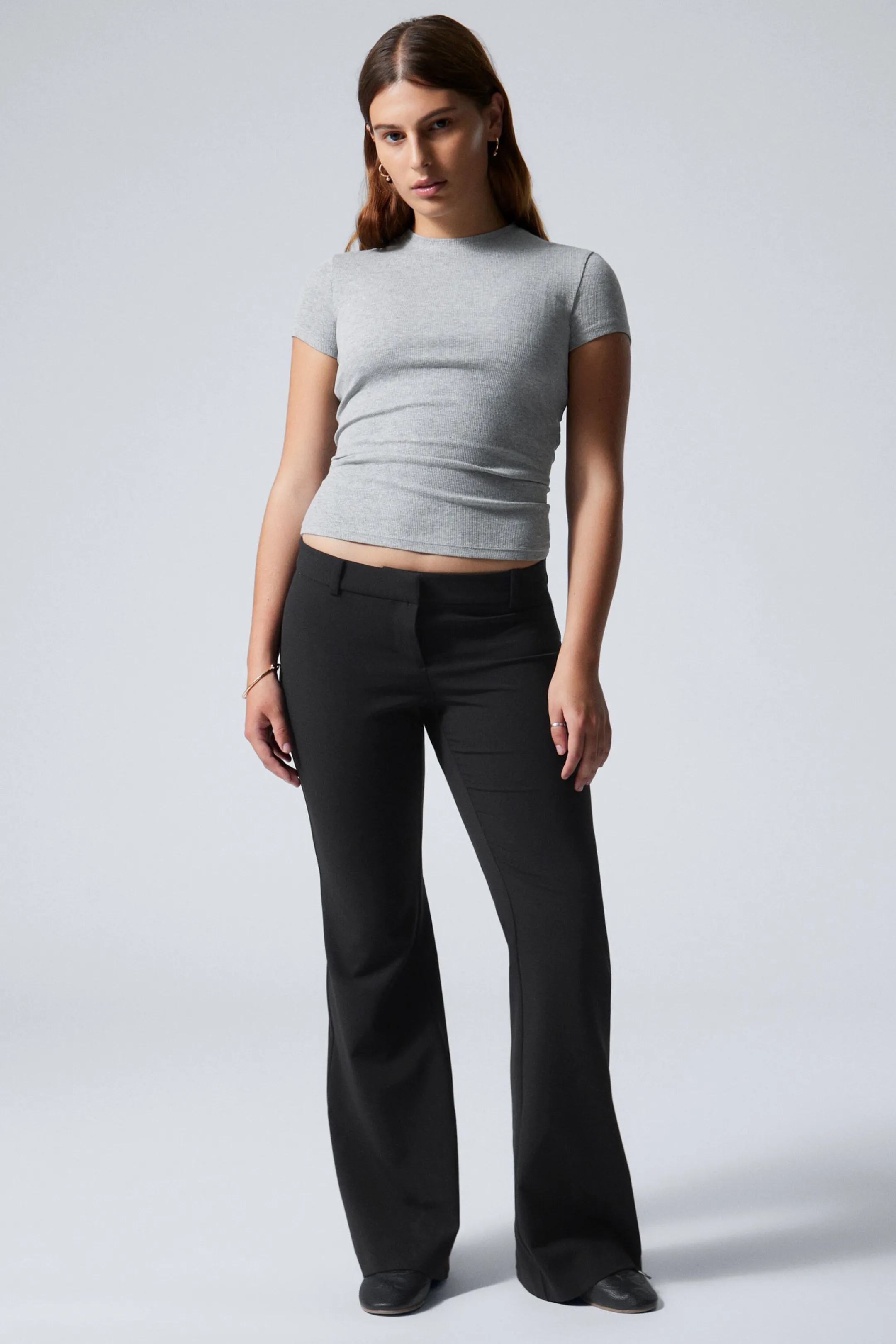 Weekday SLIM LOW WAIST FLARED SUIT TROUSERS>Women Trousers