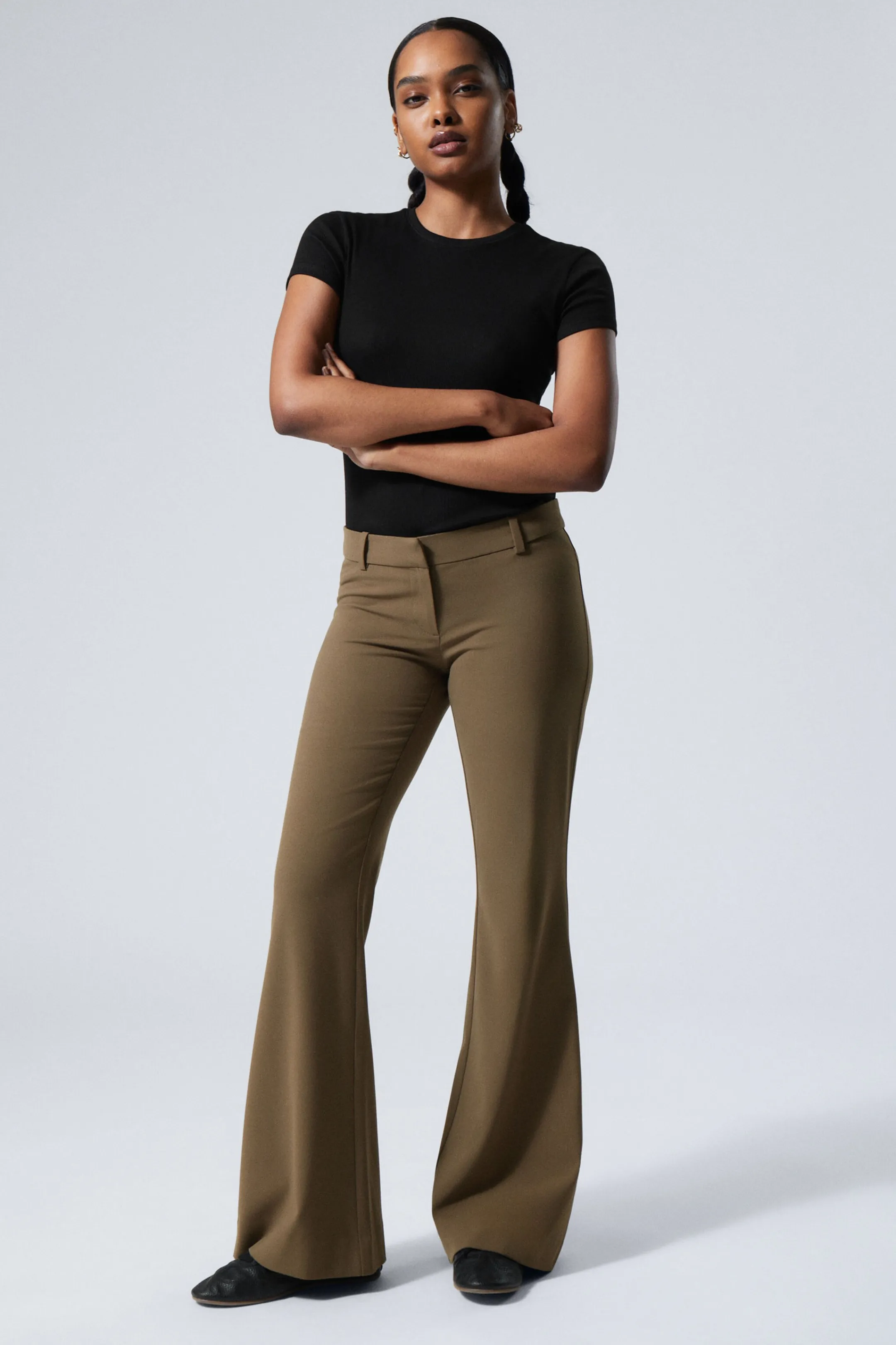 Weekday SLIM LOW WAIST FLARED SUIT TROUSERS>Women Trousers