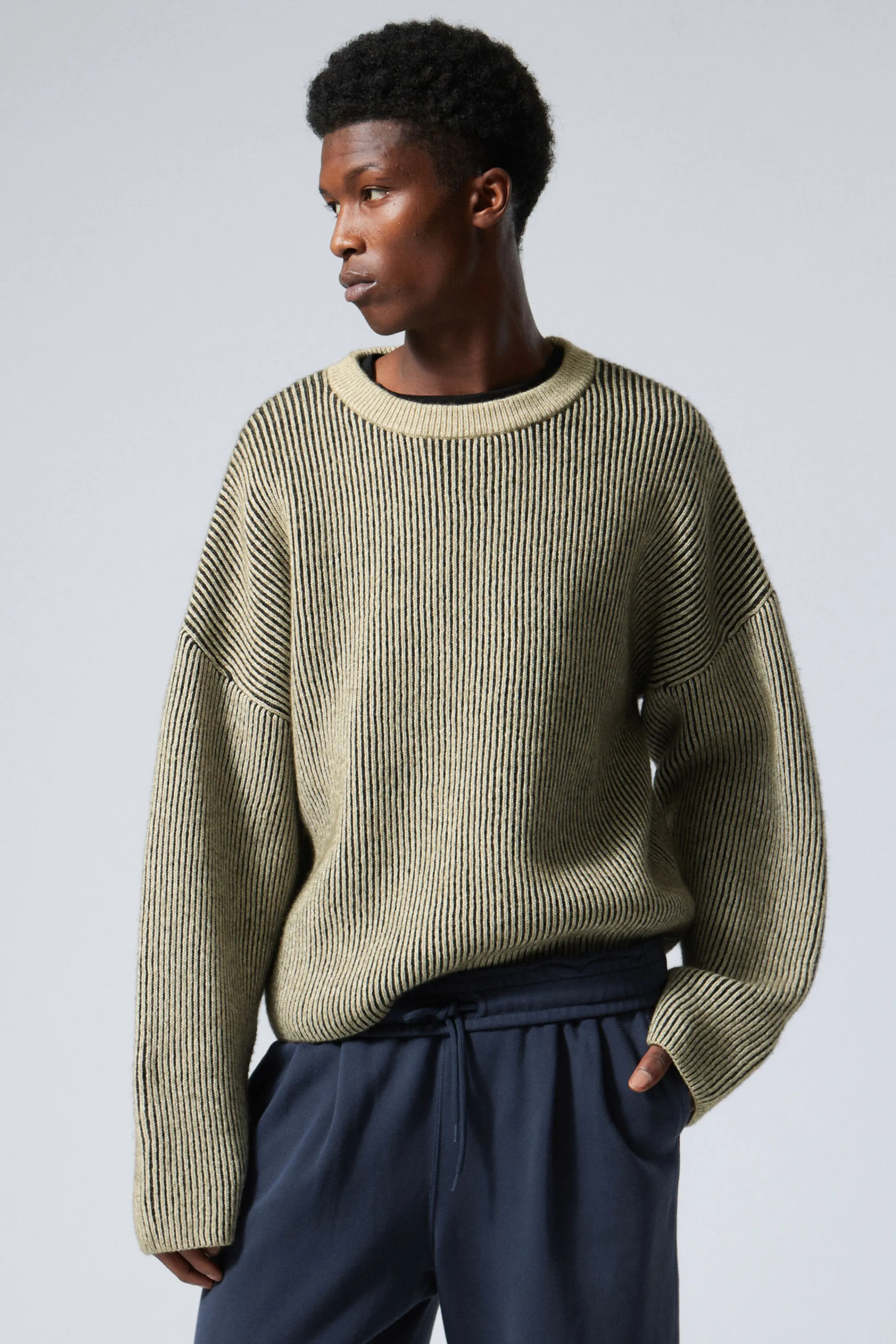 Weekday TWO-TONED KNITTED WOOL-BLEND SWEATER> Knitwear